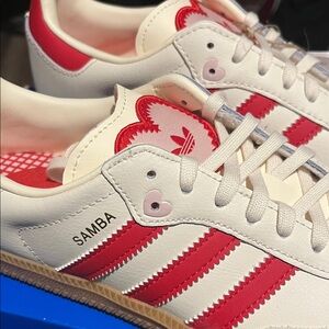 Adidas Valentine Samba Cream and Red Sneakers